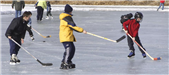 Playing Ice Skating on a Frozen Pond